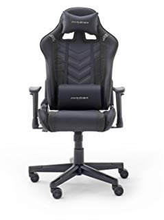 Robas Lund DX Racer Sport OK 132 Gaming Stuhl Bürostuhl Schreibtischstuhl mit Wippfunktion Gamer Stuhl Höhenverstellbarer Drehstuhl PC Stuhl Ergonomischer Chefsessel, schwarz, BxHxT 68x118-125x68 cm