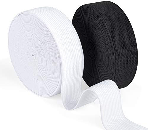 Agoer Cinta Elástica de Goma 20 mm de Ancho, Blanco y Negro, 2 Unidades de 12 Metros (13 Yardas) para Costura y Manualidades