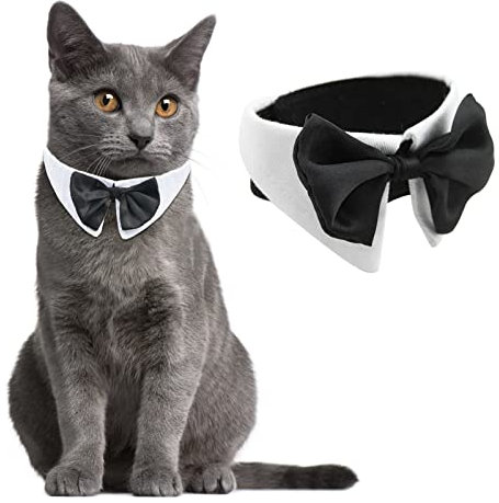 HACRAHO Katzen-Smokinghalsband, 1 Stück, weiß, formelle Welpen, Fliege, Smokinghalsband für kleine Hunde, Katzen, für Hochzeit, Geburtstag, Party
