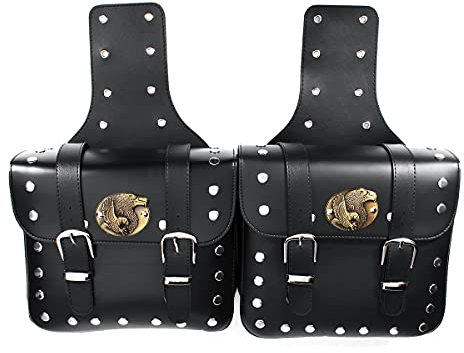 Anzene 1 Paar Universal-Motorrad-Satteltaschen Seitliche Werkzeugtasche PU-Leder Gepäckaufbewahrungstaschen Satteltaschen
