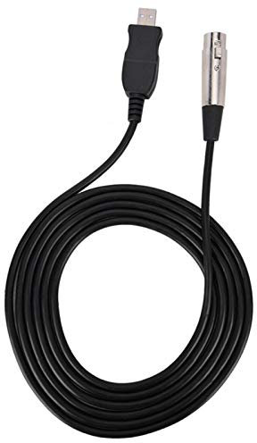 Cavo Microfono da USB a XLR, Cavo Adattatore Collegamento Microfono XLR Femmina a Collegamento Microfono USB Linea Cavo Nero per Windows 7 / VISTA/XP / 2000