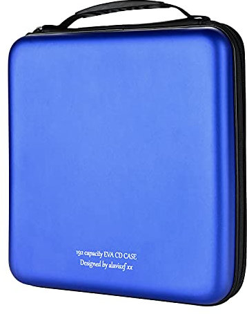 KUOCDSIK Range CD, boîtier de DVD Blue-Ray EVA de 192 capacités Organisateur de Stockage de Disque Dur de Protection pour Les Voyages en Voiture (192 Capacités, Bleu192)