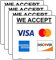 Haobase 4 x Kreditkartenaufkleber – We Accept Visa, MasterCard, Amex & Discover – selbstklebendes Vinyl (12,5 cm x 12,5 cm)