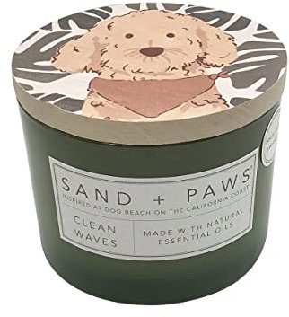 Sand + Paws Duftkerze – Clean Waves – zusätzliche Düfte und Größen – luxuriöse Lufterfrischung im Glas neutralisieren Haustiergerüche und verbessern die Heimdekoration – 100 % Baumwolle bleifreie