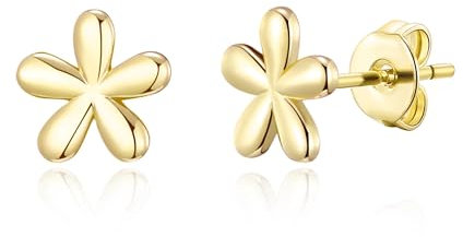 Boucles D'oreilles Tiges Fleur Plaqué Or