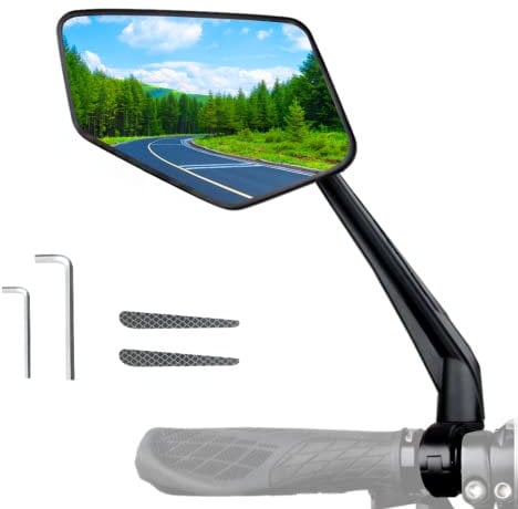 Fahrradspiegel, X-verbreitern Spiegeloberfläche, längerer Spiegelarm, HD Blast-beständiger Rückspiegel, verstellbare drehbare Fahrradspiegel für Mountainbikes (schwarz-links)