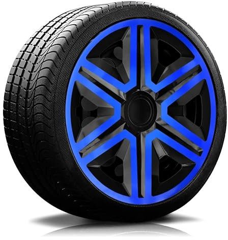 RADKAPPEN-KÖNIG 15 Zoll RKK20 Schwarz-Blau Radkappen Radzierblenden 4 Stück