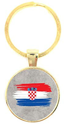 Schlüsselanhänger Glas - Flagge Kroatien, golden