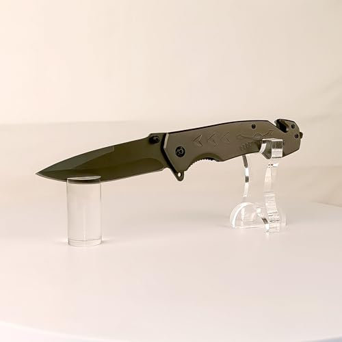 WANLIAN Messerständer Messer-Display-Ständer Acryl-Messer-Display-Ständer mit fester Klinge Messer für Einzelmesser-Hütten-Heimdekoration (Zylindrisch 1 Set)