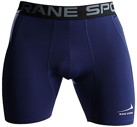 Rane Sports Herren Funktion Kompression Shorts, Schnelltrocknendes Baselayer Unterhose Tights Kurz, Atmungsaktive Laufhose mit Seitentaschen Tights Navy blau 2XL