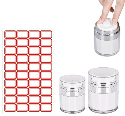 Flacon Pompe Sans Air Pot à Pompe Airless Pots de Crème Sous Vide Distributeur de Pompe Sans Air Distributeur de Crème à Pompe Vide 15ml 30ml Portable Distributeur de Crème à Pompe avec 1 Autocollant