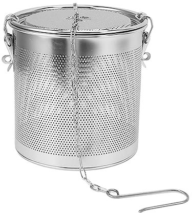Teesieb Gewürzsieb 3,2L/4,3L Edelstahl Gewürzfilter mit Verlängertem Kettenhaken, Extra Feinmaschiges Gewürzkugel Teeei für Losem Tee Küchen Koch(4.3L)