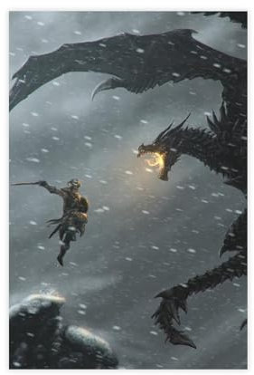 ALNILA Game Skyrim 7 Leinwand-Poster, Schlafzimmer, Dekoration, Sport, Landschaft, Büro, Raumdekoration, Geschenk, ungerahmt, 30 x 45 cm