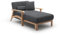 Cavadore Longchair Billan / Freistehende Recamiere im skandinavischen Design mit Bett und massivem Holzgestell in Buche / 109 x 88 x 185 / Mehrfarbiger Strukturstoff, Grau