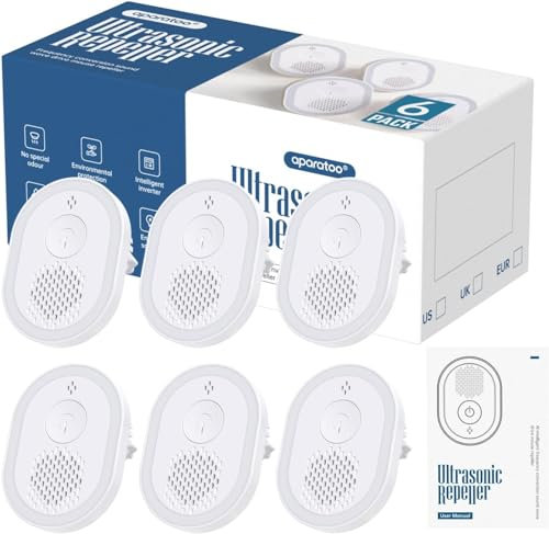 Repelente Ultrasónico de Plagas 6 Paquetes, Repelente Ultrasónico Antiparasitario Electrónico Repelente Mosquitos Insectos Control para Interiores Anti Cucarachas, Moscas,Mosquitos,Ratones,Arañas