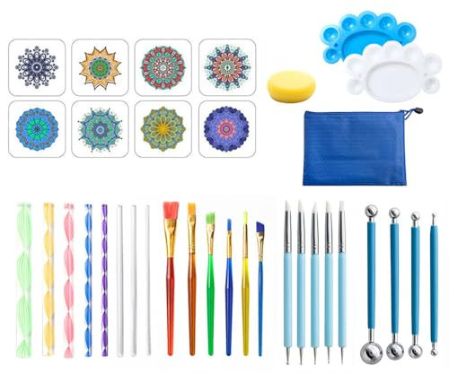 SagaSave Mandala-Dotting-Werkzeuge, Mandala-Dotting-Werkzeuge zum Malen von Steinen, Mandala-Malerei, Punktierschablone, Mandala-Punkt-Werkzeug, Schablonen-Set, Mandala-Kugel-Stift-Werkzeug,