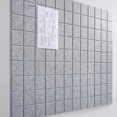 Große Korktafel für Büro, Alternative, 122 x 91 cm, Filz-Wandfliesen mit Klebestreifen, Pinnwände für Wände, Pinnwand, Filztafel, Korktafel für Büro, Hellgrau