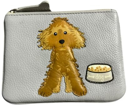 Mala Leather Cockapoo Dog RFID Soft Leather Coin & Card Purse by Mala (Grey), BERTIE4276
