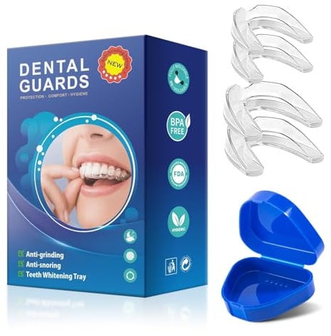 4 Stück Knirscherschiene für Nacht, 2 Größen Formbare schnarchschiene, Mundschutz zum Zähneknirschen, anti schnarch, Beißschiene für Die Nacht
