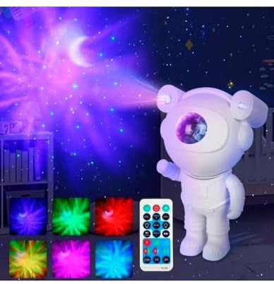 Stock Líder -Astronaut Projector for Kids Bedroom, Night Light, Starry Sky, Galaxy, Stars, 360°, Adjustable Remote Control, Mood Lighting