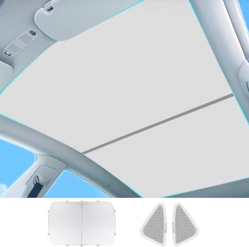 Ywooon Parasol de Techo para Tesla Model Y 2020-2024 Sunshade Roof Toof Touch [Superior Anti-UV y Sag] Parasol Techo de Cristal Parasol Techo Trasero Ventana Aislamiento Protección, Beige