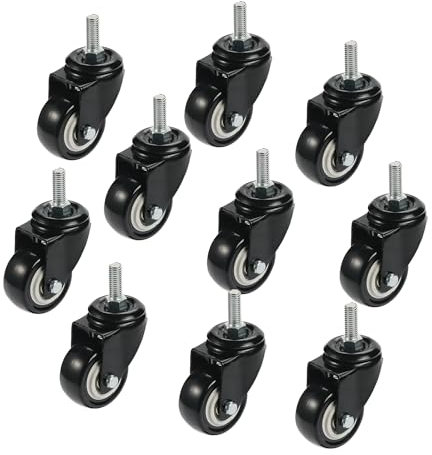 Ruedas giratorias para sillas de oficina, seguras de 1.5 pulgadas, para todos los pisos, goma protectora del suelo, incluida madera dura, ruedas giratorias de 8 x 25 mm, herrajes para muebles (10)