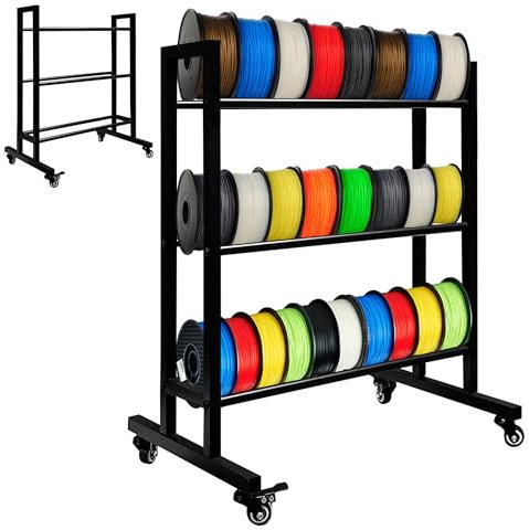 Koretech 3D Printer Filament Storage, Heavy Duty 3D Printer Spool Holder, Stable Metal 3 Tier Shelves Organizer for Filament Spools and Other Rolls