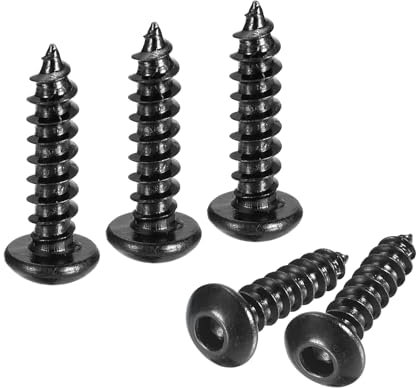 QUARKZMAN 50pcs Tornillos Autorroscantes de Cabeza Hexagonal, M4*16mm Cabeza Redonda Tornillos para Madera Tornillo de Acero al Carbono Tornillos Roscados, Negro