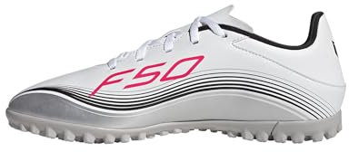 adidas F50 Messi Club Turf Football Boots, Scarpe da Calcio Unisex-Adulto, Ftwr White/Lucid Red/Silver Met, 40 2/3 EU