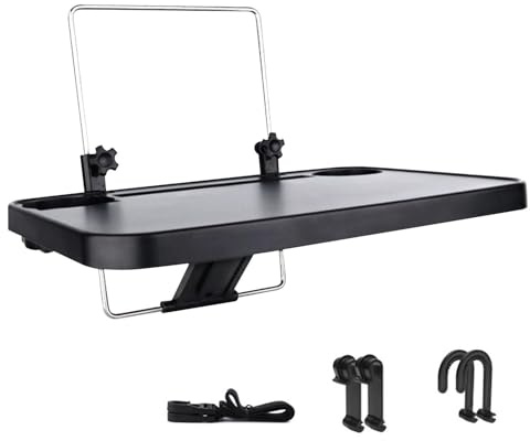 Bandeja Volante,Bandeja Plegable Reposacabezas Asiento Trasero con Gancho,Bandeja Asiento,Escritorio,Escritorio Volante Automático,Mesa Viaje Coche con Taza Bebida Comer,Escribir