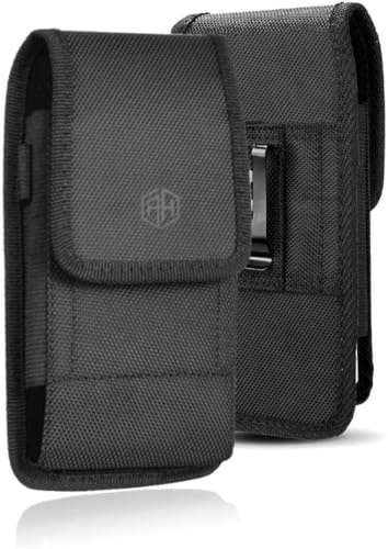 AH Military Grade Cell Phone Pouch Clip Holster Holder w/Belt Loop for iPhone 16 Plus, 16 Pro Max, 15 Plus, 15 Pro Max, 14 Pro Max Cell Phone Holsters Fits Cell Phone w/Heavy Duty Case (Large)