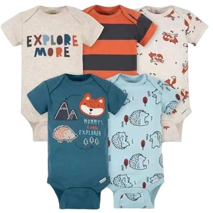 Acuryx Body en Coton Lot de 5 Bébé Fille Garçon Bodys à Manches Courtes Mixte Enfant Bébé 12-18 Mois