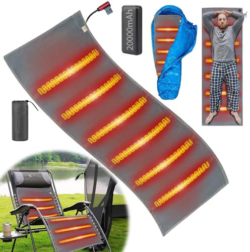Camping Heated Sleeping Bag Pad - with 20000mAh Battery Sleeping Bag Liner USB Powered Heater for Tent Outdoor