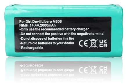 MXJFYY 14,4 V 2000 mAh NiMH-Akku kompatibel mit Dirt Devil Libero M606/M610/M613/M607 Spider/M612 Spider, VbotT270 & Ecovacs, Akku für Sichler; Modell 0606004, R1-L051B, NC5755-944