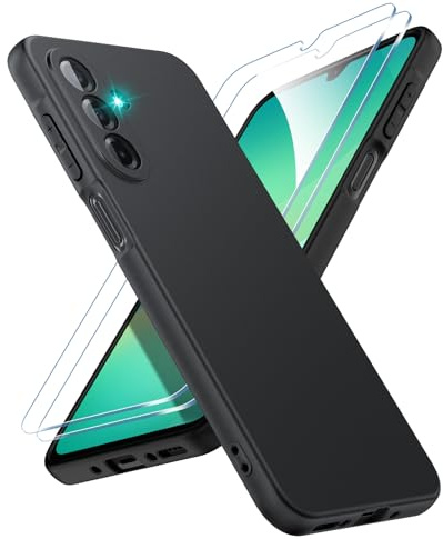 SineOrdo Funda Compatible con Samsung Galaxy A26 5G y 2PCS Cristal Vidrio Templado Protector Pantalla, Carcasa Samsung Galaxy A26 5G Case Ultrafina Funda Móvil Suave Silicona TPU - Negra