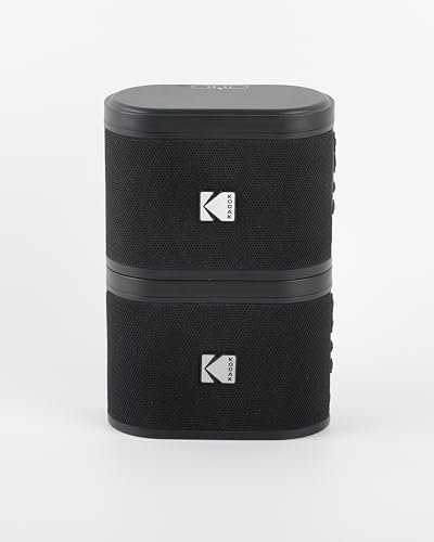 Wireless Bluetooth Speaker with Multi-Room Functionality, 4 Hour Playtime, Wireless Portable Speaker for Any Room, Magnetic Docking Station, 80m Wireless Range (2PC Bass Black)