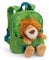 Rucksack mit Plüschtier 21x26cm Löwe 25cm - grün - Abnehmbarer Pluschspielzeug Weich Flauschig, Kindergartenrucksack mit Kuscheltier für Jungen und Mädchen | 61746
