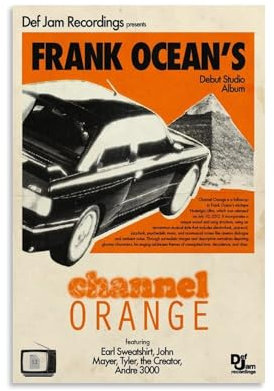 Poster, Motiv: Frank Ocean Channel, Orange, Musikposter, Albumcover, Poster, Dekoration, Ölgemälde, Leinwand, Poster und Kunst, bildlich, modern, Heimdekoration, Poster, 40 x 60 cm, ungerahmter Stil