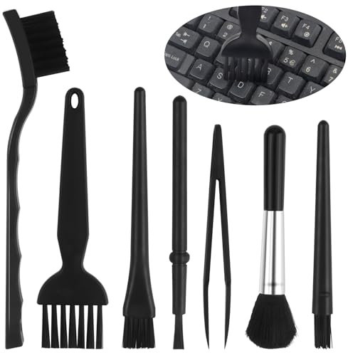 7 Stück Antistatik ESD Bürste,Mini Handcomputer Tastaturbürste,Nylon Antistatik Bürste mit Kunststoffgriff,Geeignet für Tastatur,Laptop Platine,Motherboard PC