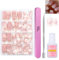 Press on Nails Kit, 240Pcs Natural Gradient Pink Fake Nails, Acrylic Coffin False Nails with Glue, 12 Sizes Glossy Full Cover Stick on Nail for Women Girls Nails Art Decorations