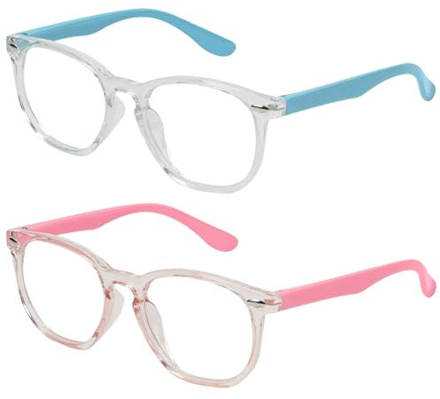 Aomig Gafas Luz Azul, 2Pcs Gafas de Ordenador Gaming, Antifatiga Gafas Anti-Azules Gafas Unisex Proteccion Máxima, Gafas de Lectura Lentes Transparente Niño