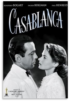 YEWURQW Casablanca Filmposter 1942 (1), Wandkunst, Leinwandbezug, Vintage, ästhetisches Poster, dekoratives Gemälde für Wohnzimmer, Schlafzimmer, 30 x 45 cm, ungerahmt