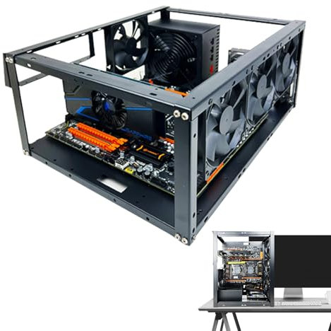 Open Frame PC Case Builds - Stackable Aluminum Motherboard Test Bench with Cooling Fan Mount | Overclocking Heat Dissipation Computer Chassis Rack for ATX ATX ITX Motherboards and GPUs