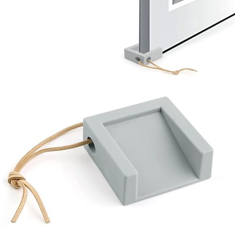 SHENGYIG Türstopper Boden, Türkeil aus Silikon (Grau) | Türkeile Rutschfest mit Fangband, Fensterkeile zum Lüften, Keil für Türspalten von 5 Bis 20 mm