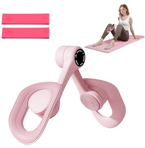 Flintronic Oberschenkeltrainer, 360° Drehbarer Beckenbodentrainer, Oberschenkeltrainer Set mit Widerstandsgummi, Trainingsgerät für Zuhause Gym Yoga