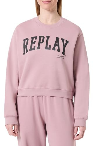 REPLAY Damen Sweatshirt Cropped, Powder Rose 465 (Rosa), XS