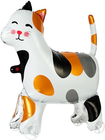 OSDUE Walking 3D Kalikokatze Luftballons, Stehend Kalikokatze Folienballon with Wheels