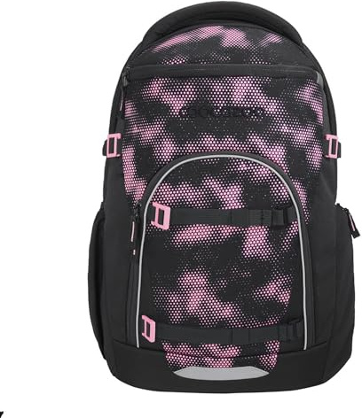 coocazoo Byte Schulrucksack „Pink Illusion”, schwarz-pink, ergonomischer & anpassbarer Tornister, höhen- & größenverstellbar, mit Brustgurt & Hüftgurt, ab der 3. Klasse