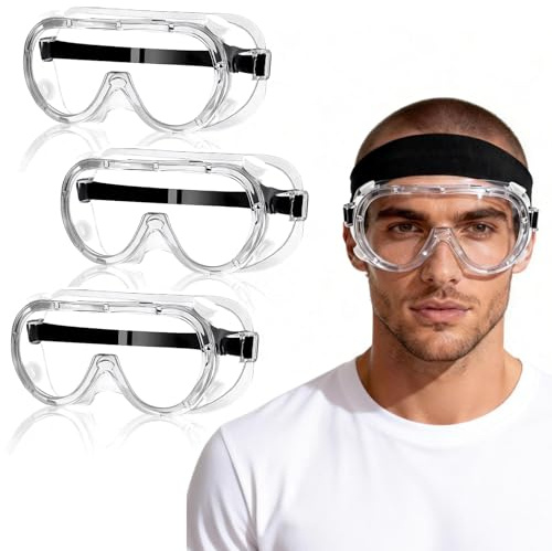 ZYQUES 3 Stück Schutzbrille Arbeitsschutzbrille, Kratzfest Vollsichtbrille Staubdichte Schutzbrille Beschlagfrei Chemie für Industrie Labor Radfahren Skifahren Bergsteigen