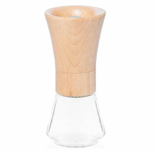 CULIMI Salz und Pfeffermühle - Buchenholz Glas Gewürzmühle – Einstellbarer Mahlgrad Pfeffer Salzmühle – Modernes Design Für Pfeffer Himalaya Salz Gewürze – Dekorative Küchenmühle